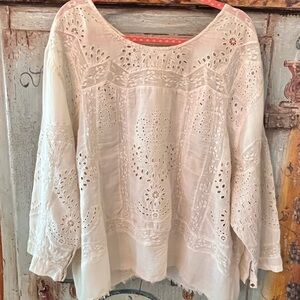 Magnolia Pearl Cream Lace and Eyelet Top